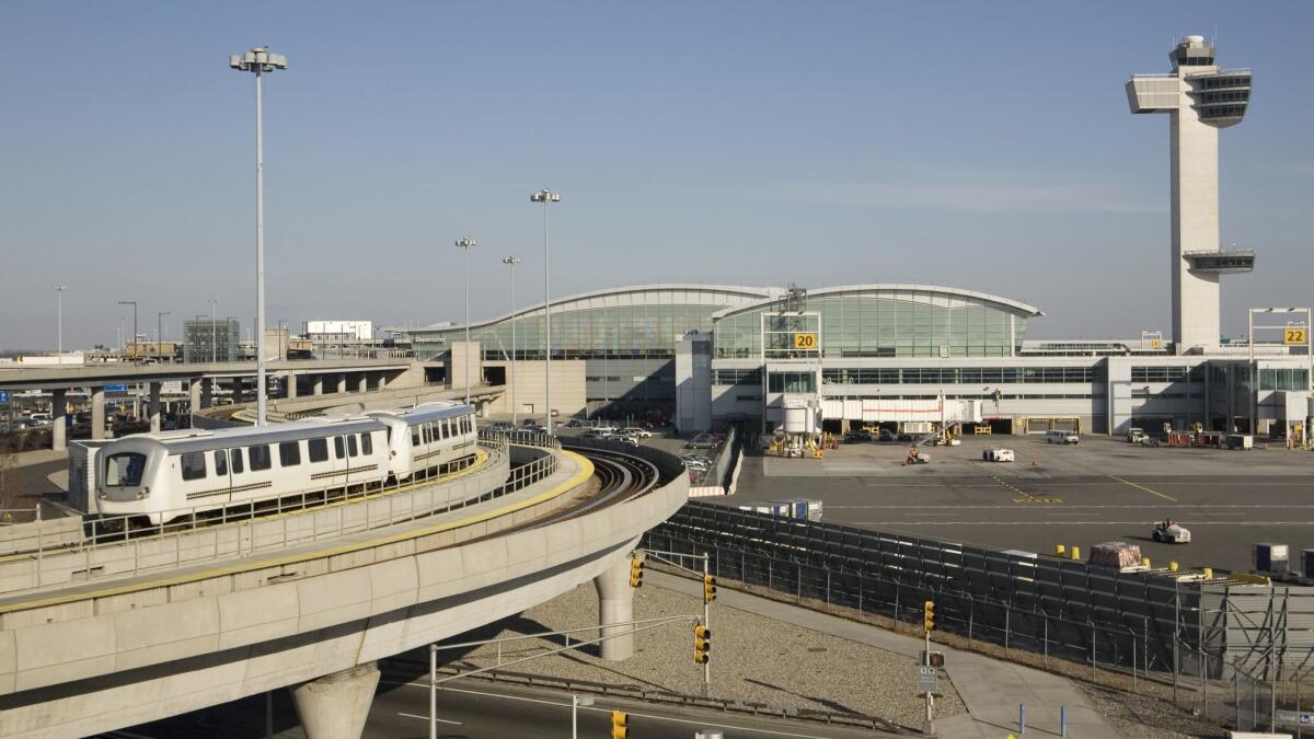 New York's Kennedy Airport connects to the subway or trains into Manhattan.