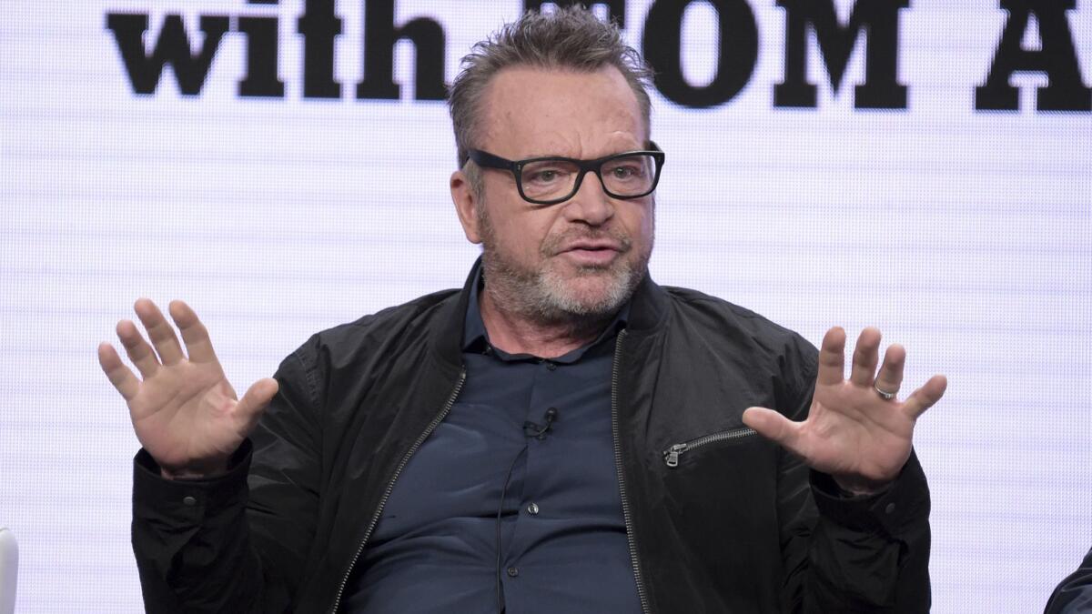Host and executive producer Tom Arnold participates in Viceland's "The Hunt for the Trump Tapes With Tom Arnold" panel at the TCAs.