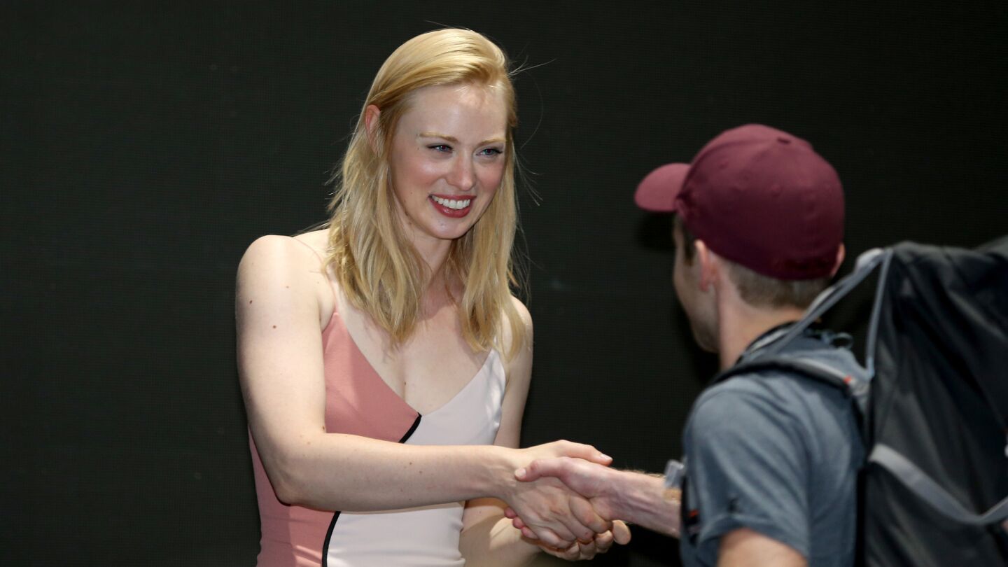 Deborah Ann Woll of "Marvel's The Punisher" greets fans at Comic-Con International.