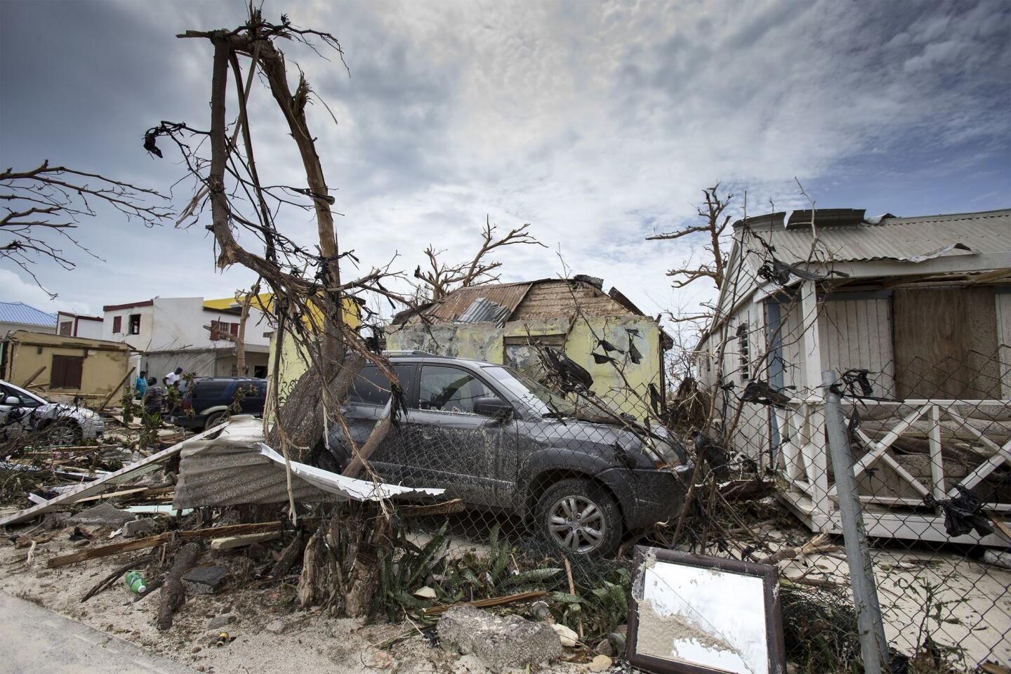 Homes and cars damaged after the passage of Hurricane Irma on the Dutch Caribbean island of Saint Martin.