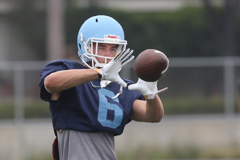 Standout wide receiver John Humphrey's works out in recent Corona del Mar practice.