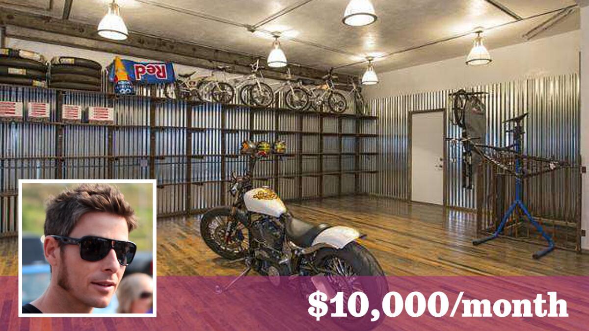 Former pro motorcycle racer Ben Bostrom has put a for rent sign on his Malibu home, which features a custom workshop.