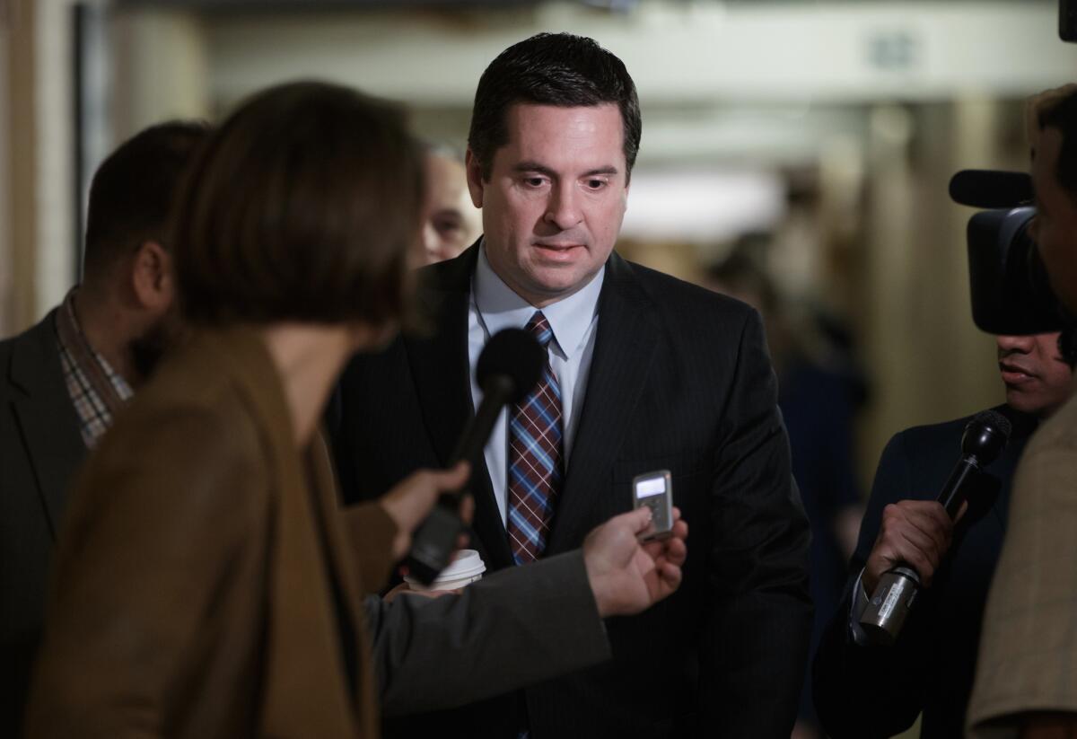 Some Democrats want the House Ethics Committee to investigate Rep. Devin Nunes (R-Tulare), shown on Capitol Hill in March 2017, for allegedly meeting with Ukrainian officials last year in search of damaging information about former Vice President Joe Biden.