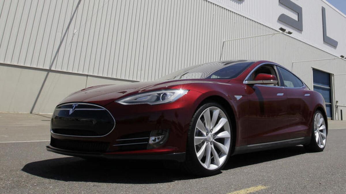 A Tesla Model S sedan.