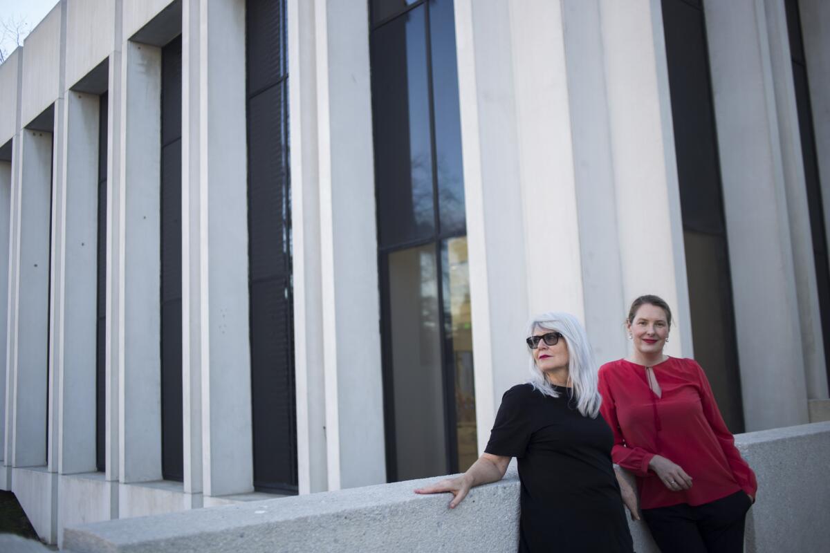 Monika Sprüth, left, and Philomene Magers outside Sprüth Magers in Los Angeles.