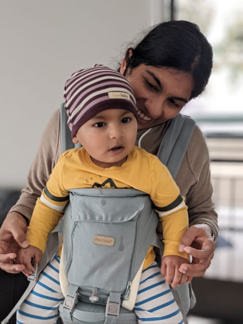 Swati Tyagi, 34, with her son, Miransh. Tyagi was a postdoctoral researcher at La Jolla's Salk Institute.