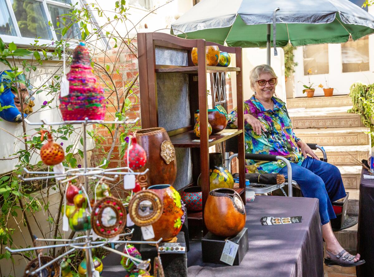 Artist Grace Swanson during the 2022 San Diego Coastal Art Studios Tour.