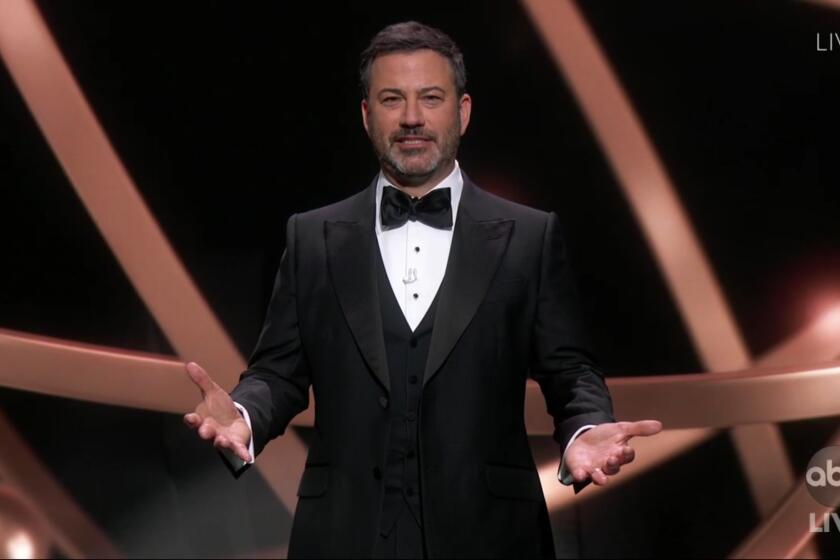 LOS ANGELES, CA: Jimmy Kimmel in the opening monologue pictured in a screengrab from the telecast of the 72nd Annual Emmy Awards on ABC hosted by Jimmy Kimmel on September 20, 2020. CREDIT: ABC/ Walt Disney Television