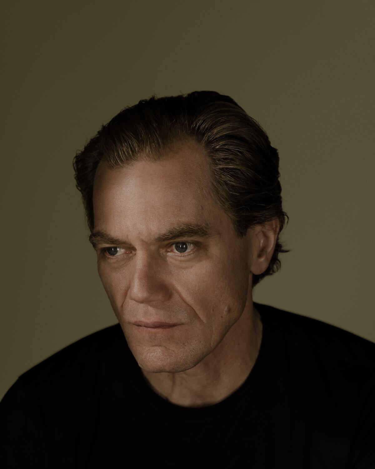 Actor Michael Shannon in a black T-shirt