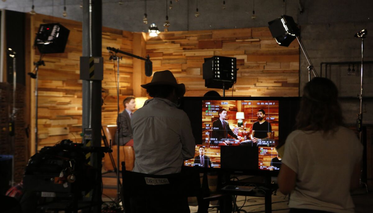 The crew prepares to shoot an episode at the studios of Tastemade Network in Santa Monica in September 2015.