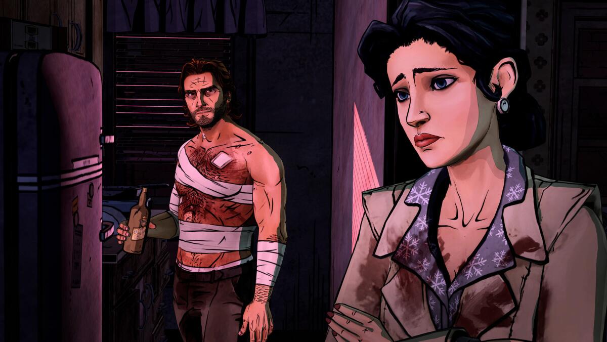 Snow White, upper right, keeps players in check in the game "The Wolf Among Us."