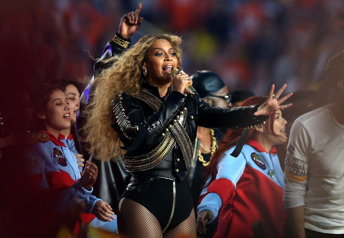 Beyonce performs during the Pepsi Super Bowl 50 Halftime Show at Levi's Stadium on Feb. 7, 2016, in Santa Clara, Calif.