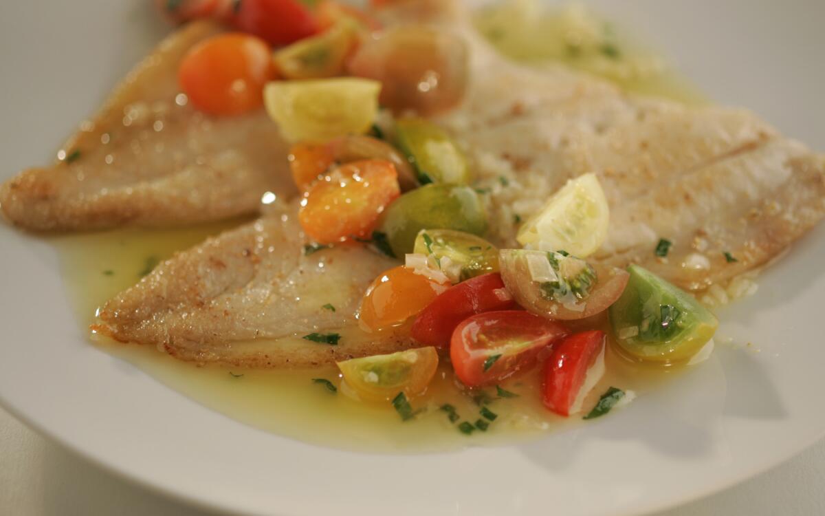 Petrale sole with tomato butter