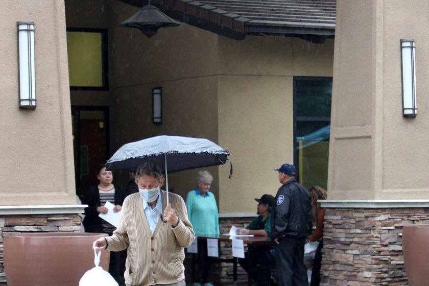 The city of Glendale received a directive from L.A. County to suspend all older adult social gatherings, so starting today local seniors like to George Wardas, 92 of Glendale, picked up their lunch to go and were not allowed to congregate in the dining room at the Adult Recreation Center on Colorado Blvd, in Glendale on Thursday, March 12, 2020. The city developed this contingency plan to continue feeding seniors in the community because the risk of severe illness from COVID-19 increases with age and individuals with underlying medical conditions are also considered to be at higher risk for severe illness.