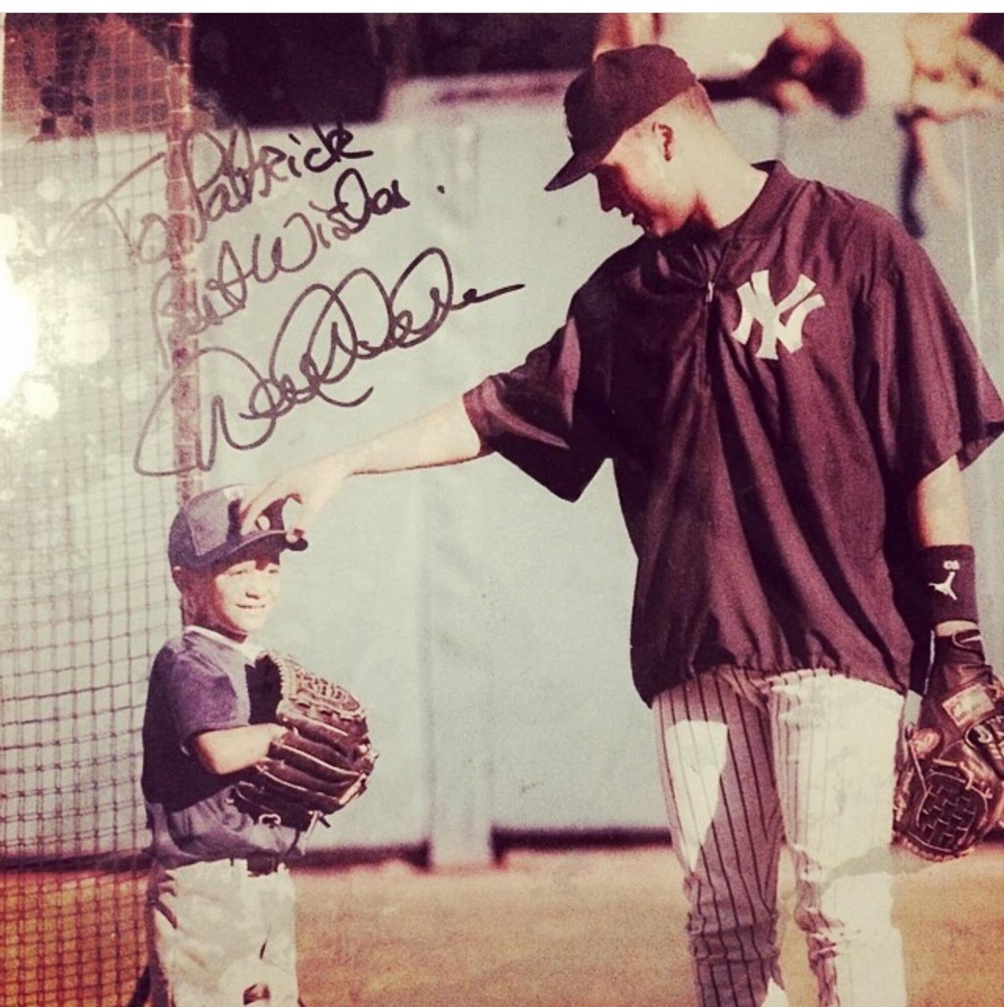 Yankees great Derek Jeter autographed this photo and gave it to little Patrick Mahomes.
