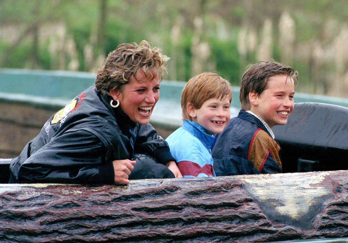 Diana Princess of Wales, Prince Harry of Wales and Prince William Duke of Cambridge. 