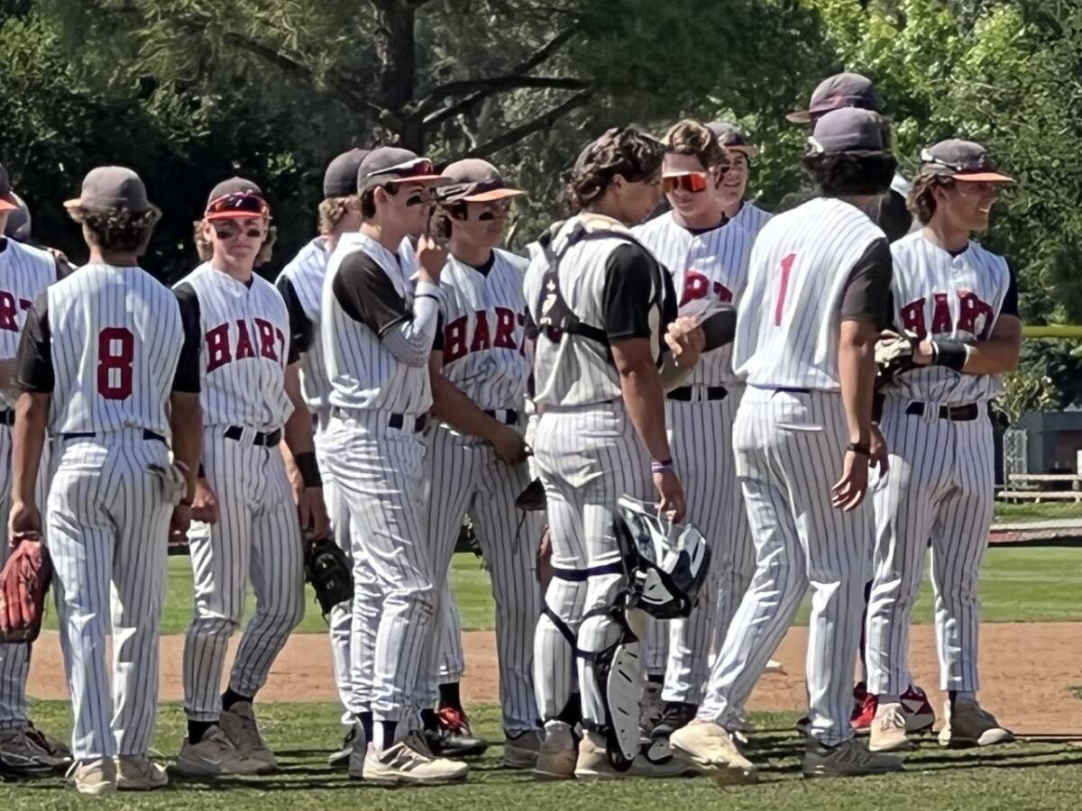 Hart catcher Matt Quintanar hit a grand slam in the eighth inning for a 7-3 Division 2 playoff victory over Royal.