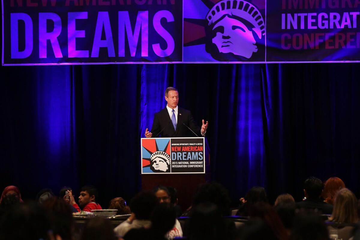 Democratic presidential candidate and former Maryland Gov. Martin O'Malley speaks at the National Immigrant Integration Conference in New York City.