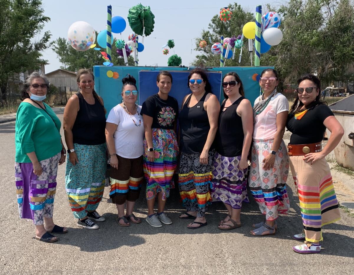 Fort Belknap Indian Community nurses wear ceremonial skirts.