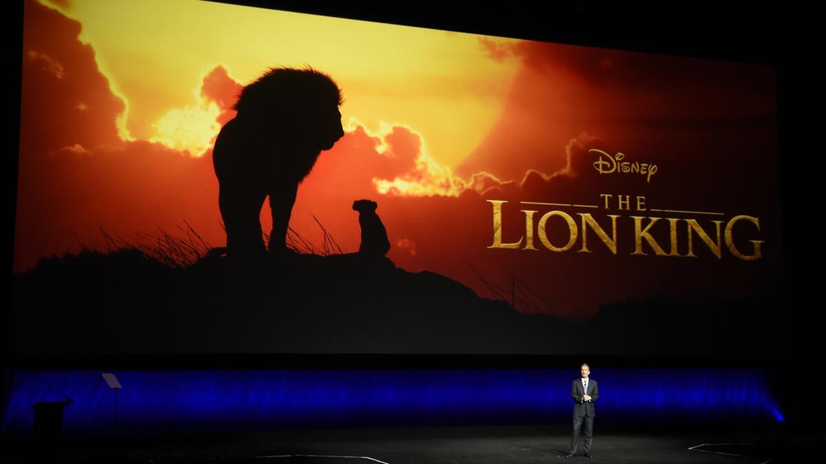 Sean Bailey, Disney's president of production, discusses the upcoming version of "The Lion King" during the studio's presentation at CinemaCon 2019 earlier this month.