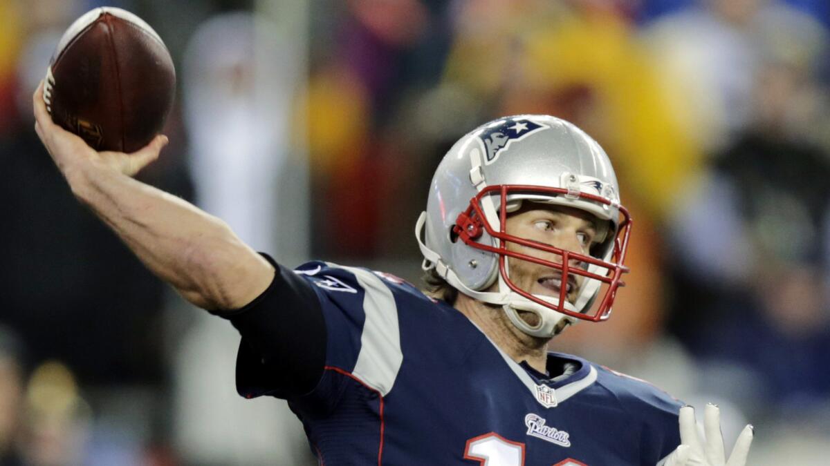 New England quarterback Tom Brady throws a pass during the Patriots' 45-7 win over the Indianapolis Colts in the AFC championship game on Jan. 18.