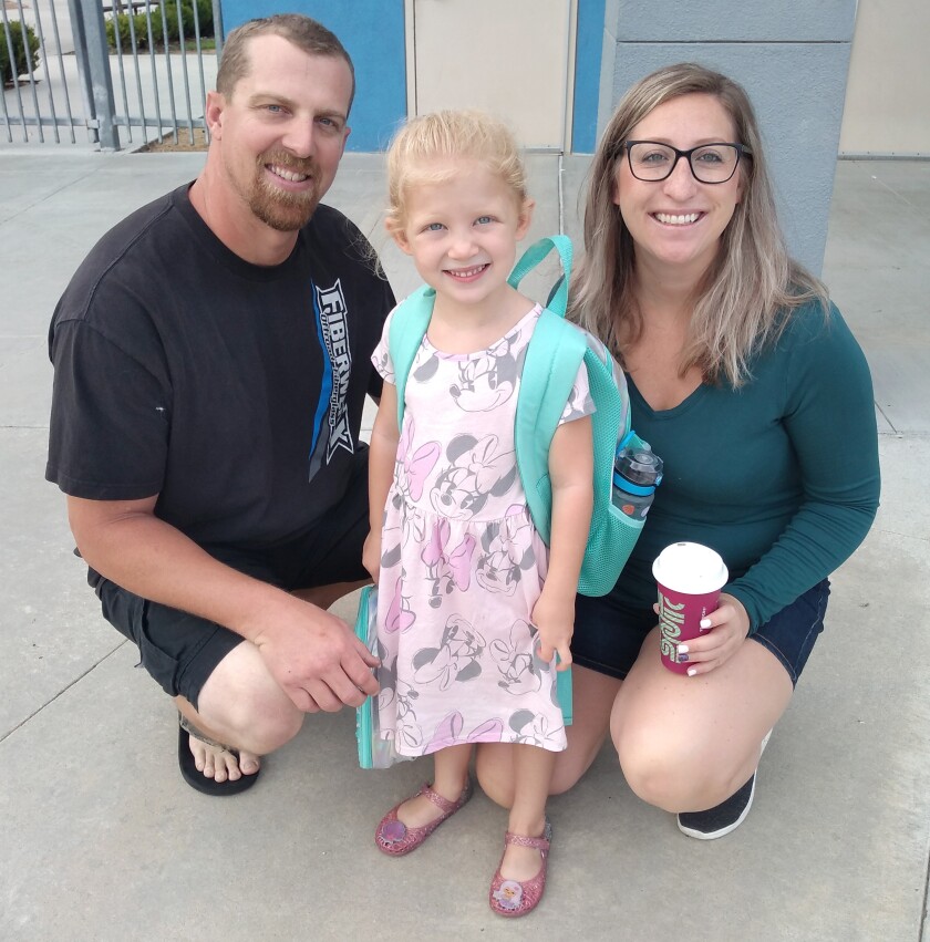 Tayla and Kyle Dodson are excited to send their daughter, Nova, to an in-person transitional kindergarten class.