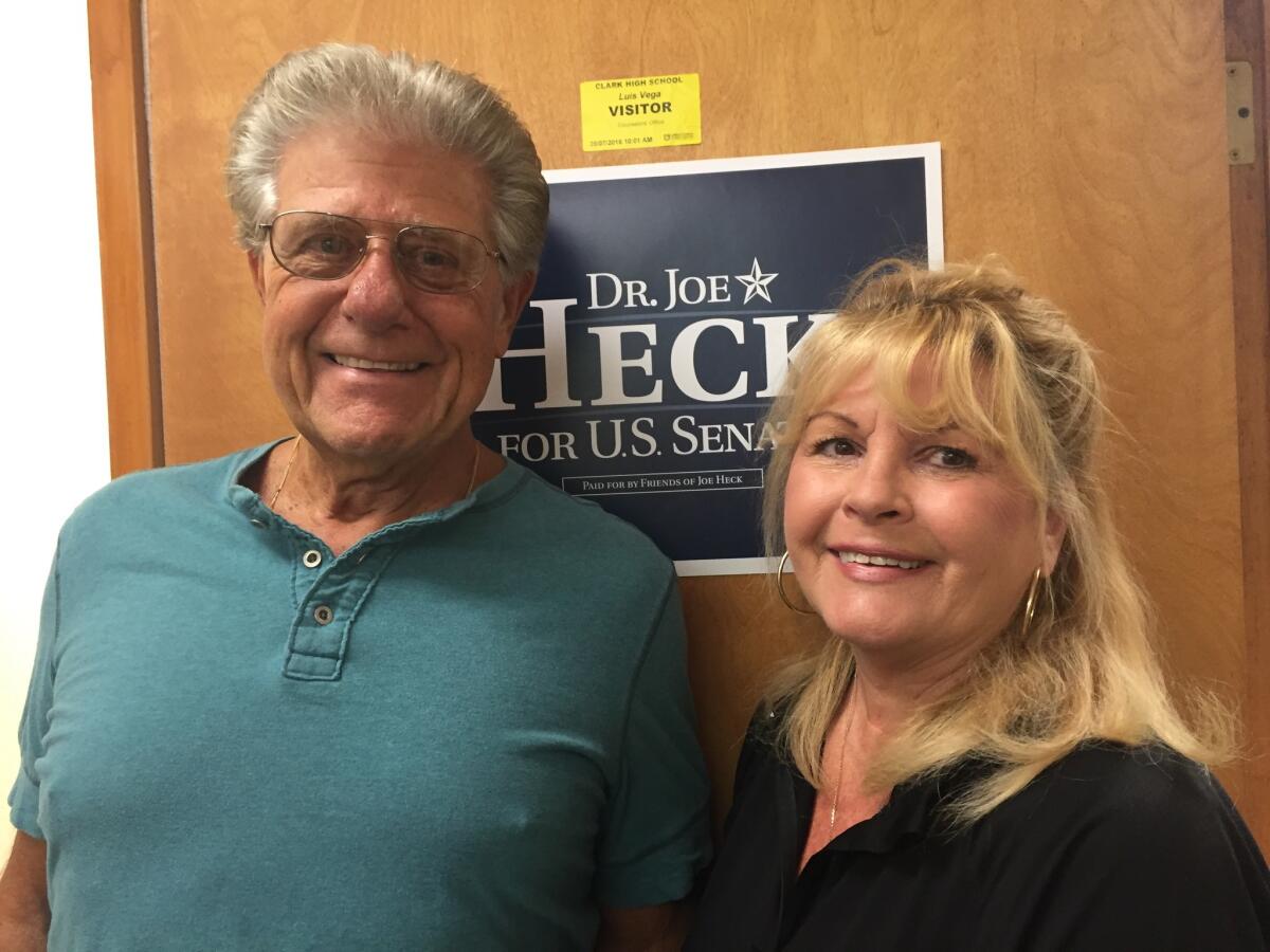 Frank Barbera and Nanci Meek stopped by to volunteer for Republican Joe Heck.