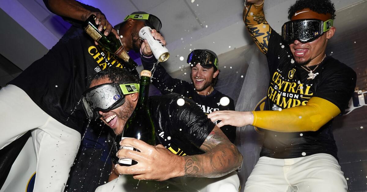 See some fun moments from the Brewers clubhouse celebration after