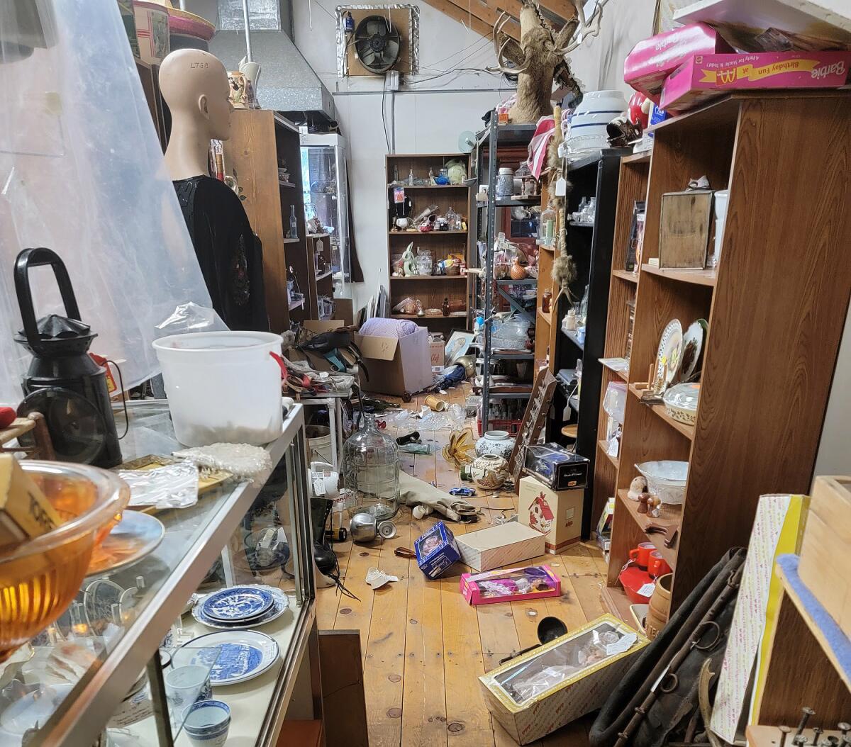 Items were knocked off shelves at the Walker Flea & Farmer's Market following a magnitude 6.0 earthquake 