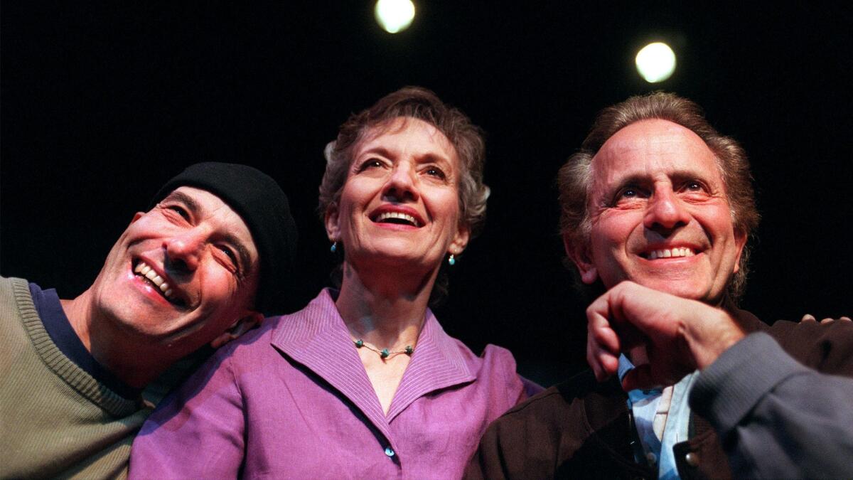 Playwright Mark Medoff, right, photographed with Bob Steinberg and Phyllis Frelich at Deaf West Theatre in North Hollywood in 2001.