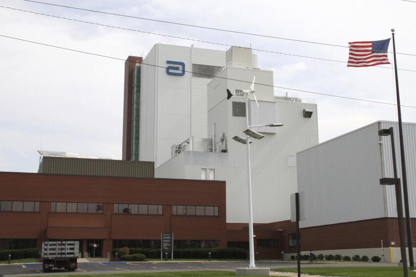 FILE - An Abbott Laboratories manufacturing plant is shown in Sturgis, Mich., on Sept. 23, 2010. Severe weather has forced Abbott Nutrition to pause production at a Michigan baby formula factory that had just restarted. The company said late Wednesday, June 15, 2022 that production for its EleCare specialty formula has stopped, but it has enough supply to meet needs until more formula can be made. (Brandon Watson/Sturgis Journal via AP)