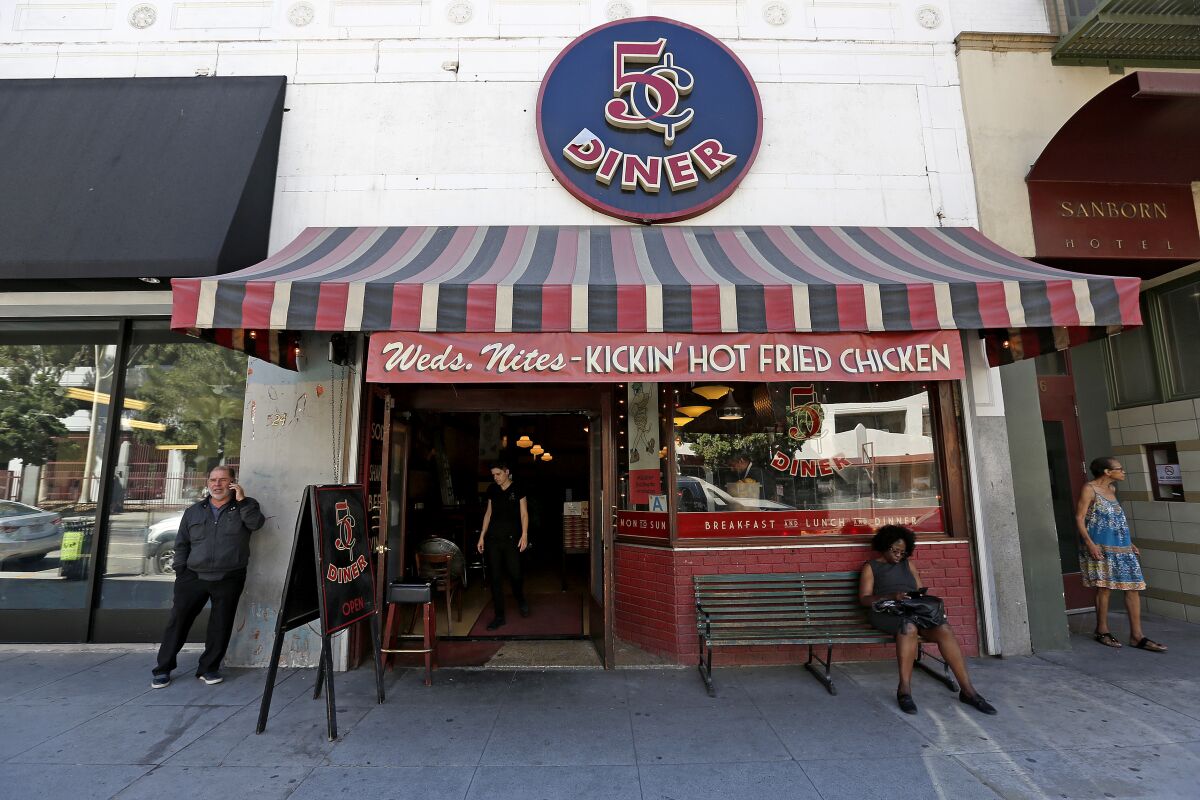 Nickel Diner's exterior in downtown Los Angeles.