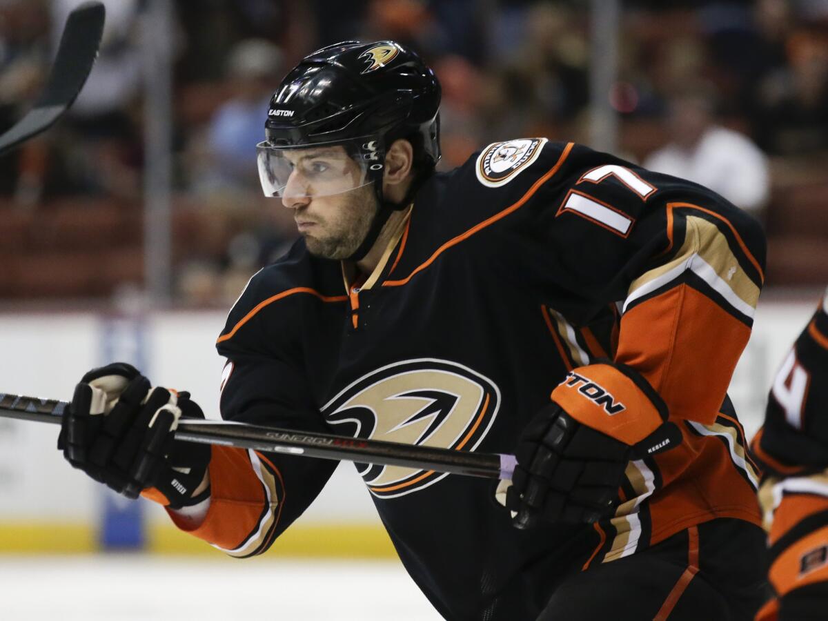 Ducks center Ryan Kesler, was traded from Vancouver to Anaheim on June 27, will face his former team Sunday night.