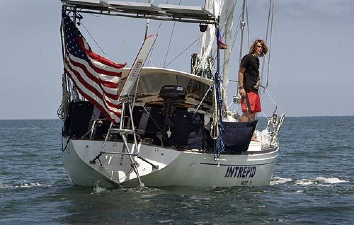 Zac Sunderland, 17, sets sail home to Marina del Rey aboard the Intrepid after repairing his sailboat in Puerto Vallarta, Mexico. >>video >>