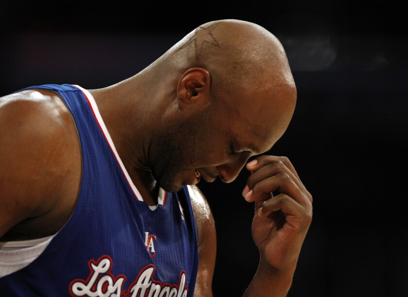 Clippers forward, Lamar Odom, during the LA Lakers and the LA Clippers game at Staples Center.