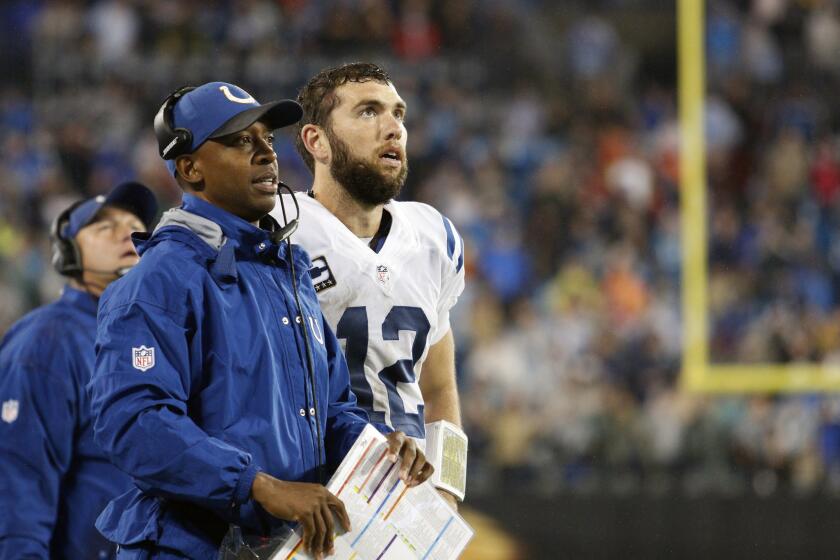 Indianapolis Colts quarterback Andrew Luck has thrown 13 touchdown passes and had 12 passes intercepted.