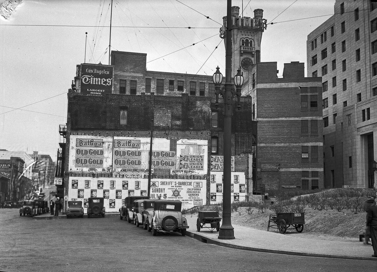 Los Angeles Times building at 1st Street and Broadway in downtown Los Angeles