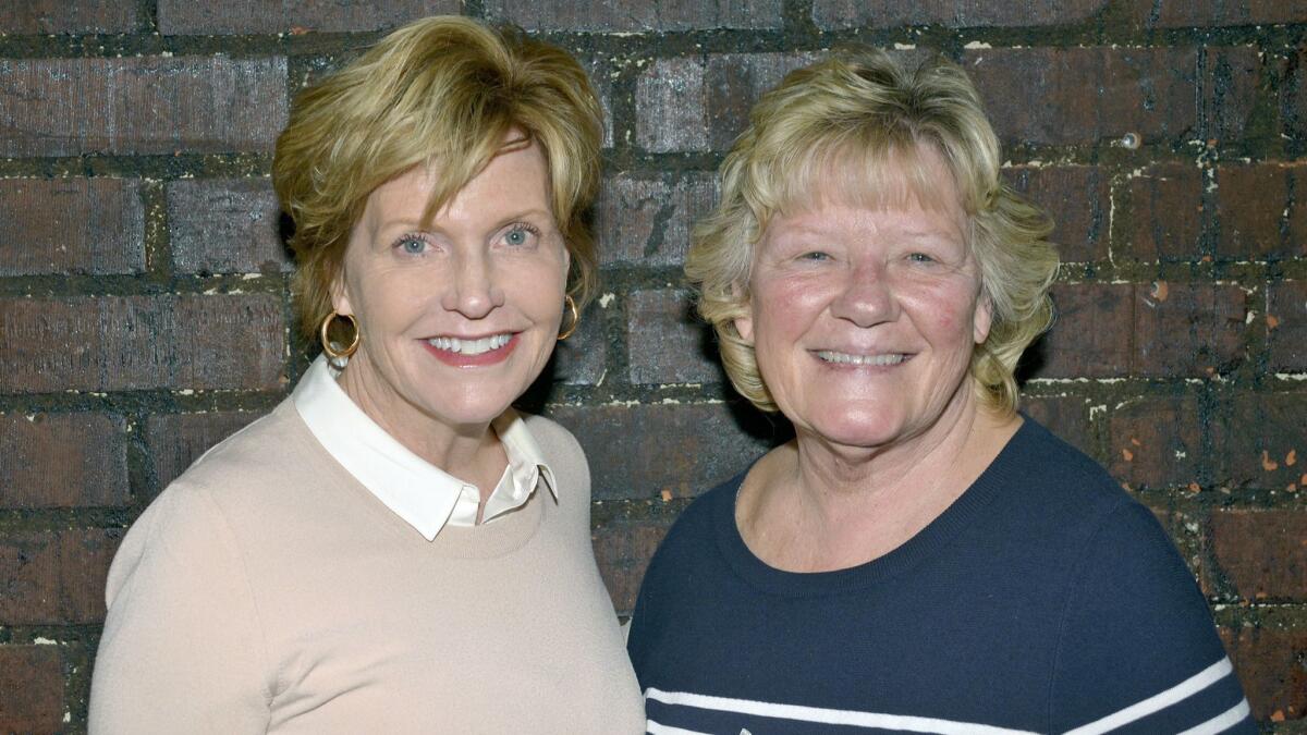 Sue Georgino, left, and Mary Alvord, who have played instrumental roles in the formation of Leadership Burbank, were among those out in support of the KDCC project.