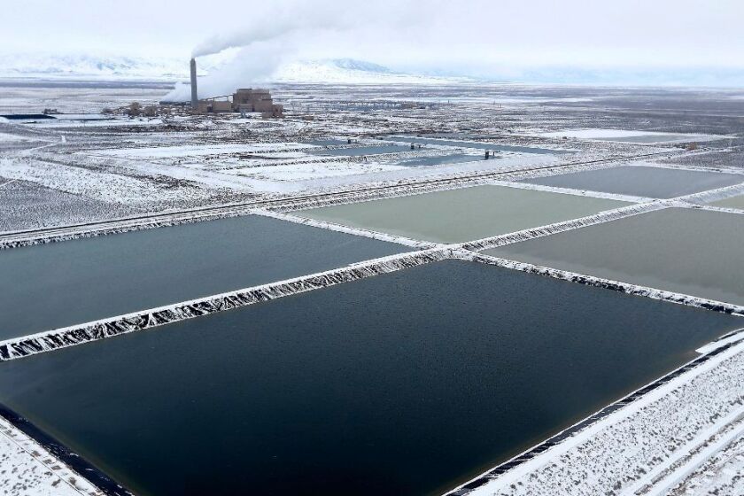 DELTA, UTAH. - FEB. 21, 2019. The Intermountain Power Plant in Delta, Utah, produces about 20 percent of L.A.'s electricity supplies, and is scheduled to close by 2025 as the Los Angeles Department of Water and Power moves away from electricity generated by burning fossil fuels. (Luis Sinco/Los Angeles Times)