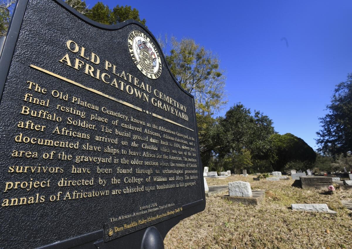 A cemetery in Africatown in Mobile, Ala.