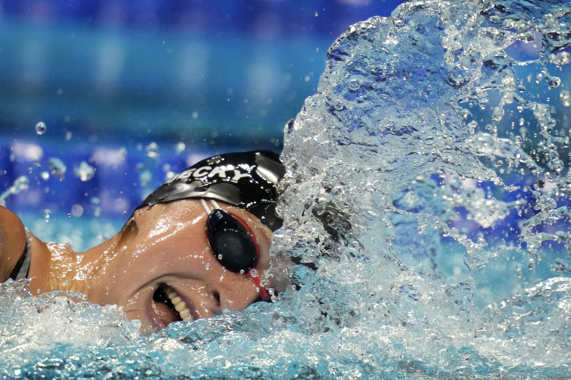 Katie Ledecky competes in the women's 1500-meter freestyle