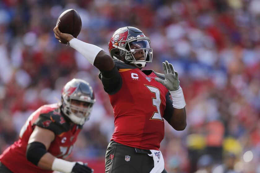 TAMPA, FLORIDA - SEPTEMBER 22: Jameis Winston #3 of the Tampa Bay Buccaneers in action against the New York Giants during the second quarter at Raymond James Stadium on September 22, 2019 in Tampa, Florida. (Photo by Michael Reaves/Getty Images)