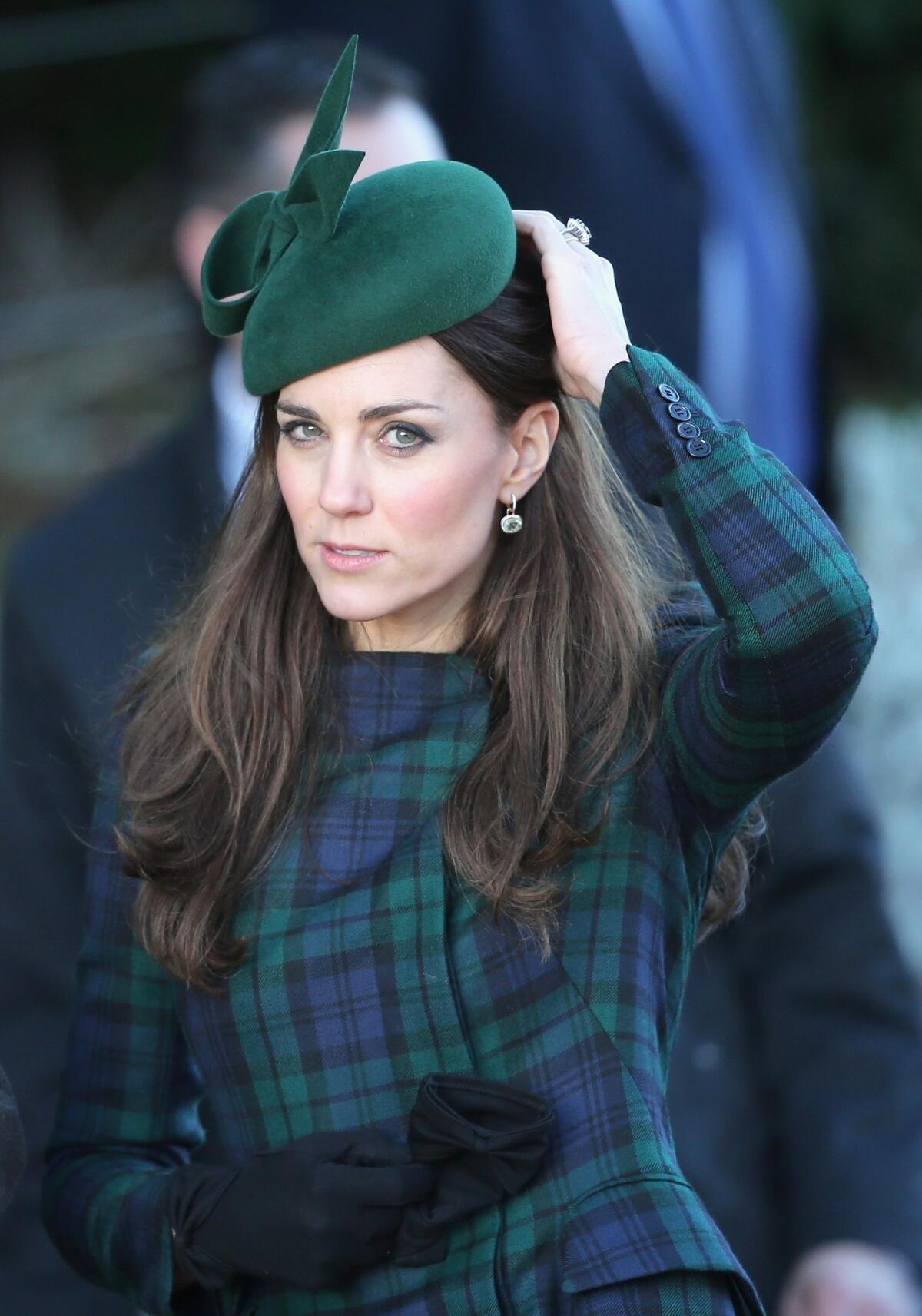 Catherine, duchess of Cambridge, leaves the Christmas Day service at Sandringham.