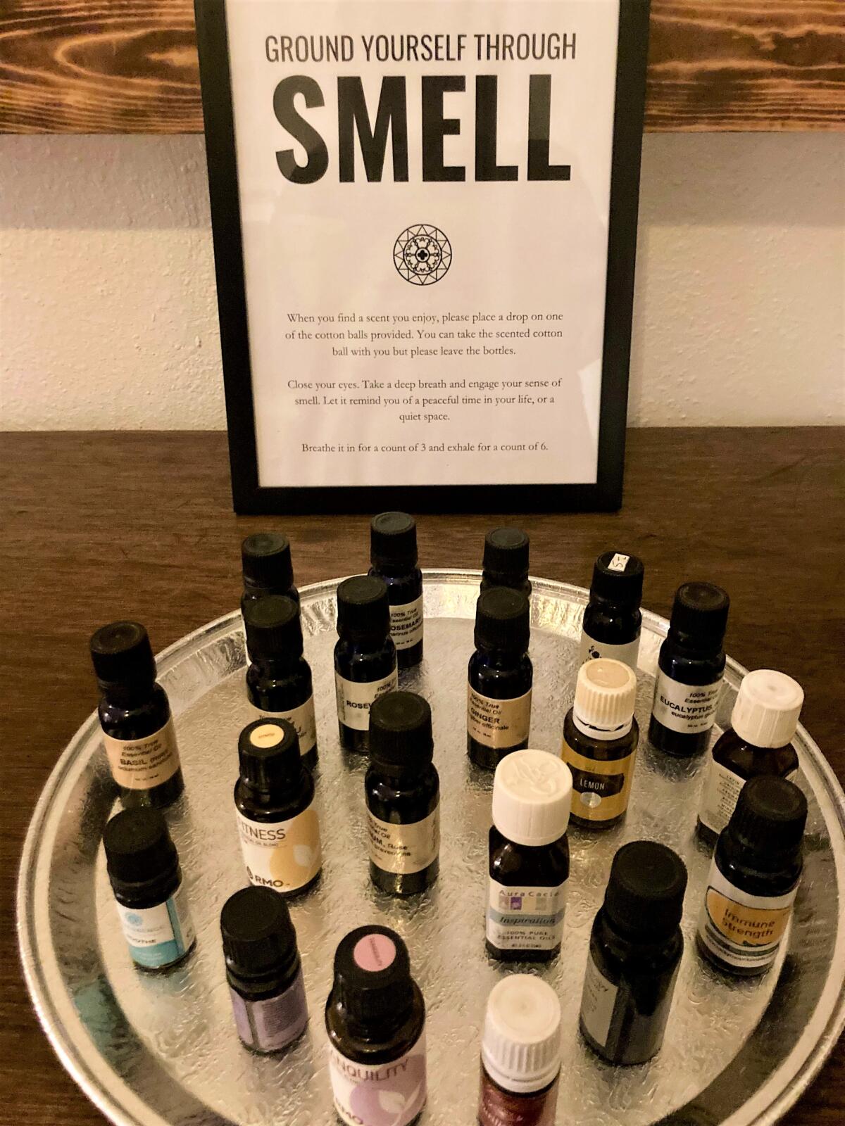 A display of aromatic scents at First United Methodist Church of Costa Mesa.