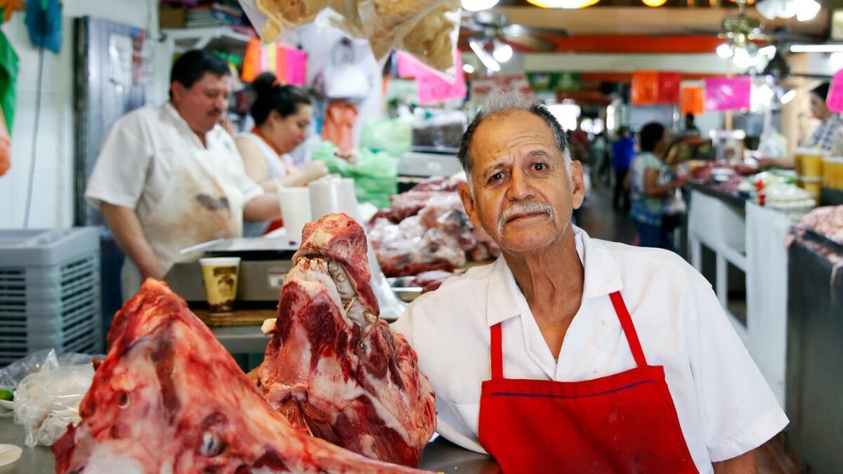 Jose Carrillo at the Carniceria Las Gueritas Arzate stall at the Mercado Municipal in Hermosillo, Mexico.