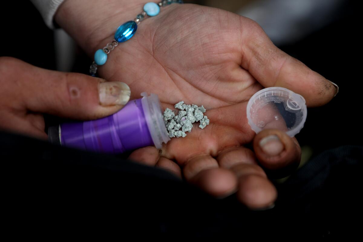 May 2022 photo of a person displaying fentanyl in Vancouver, British Columbia.