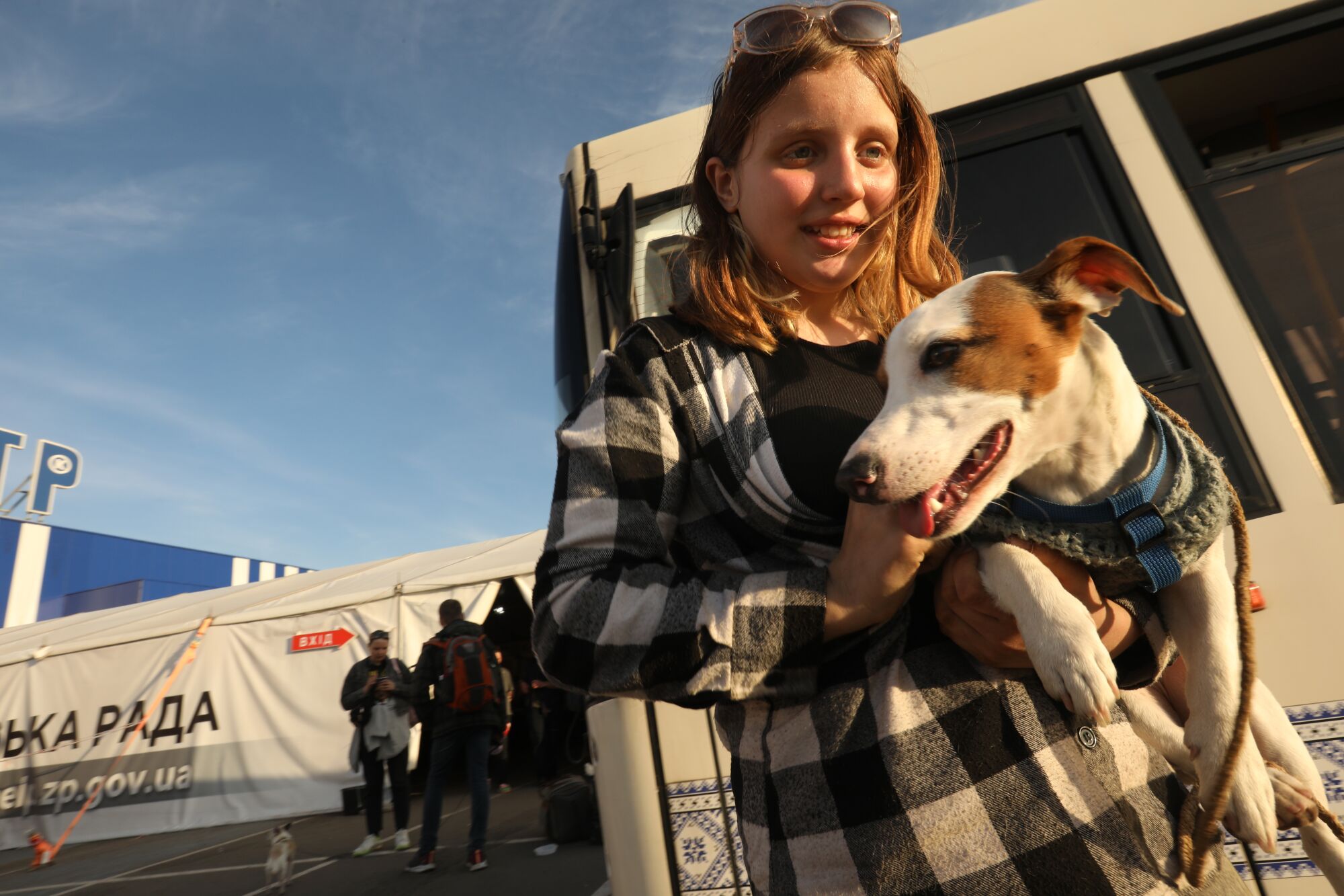 Ukrainian girl with her dog