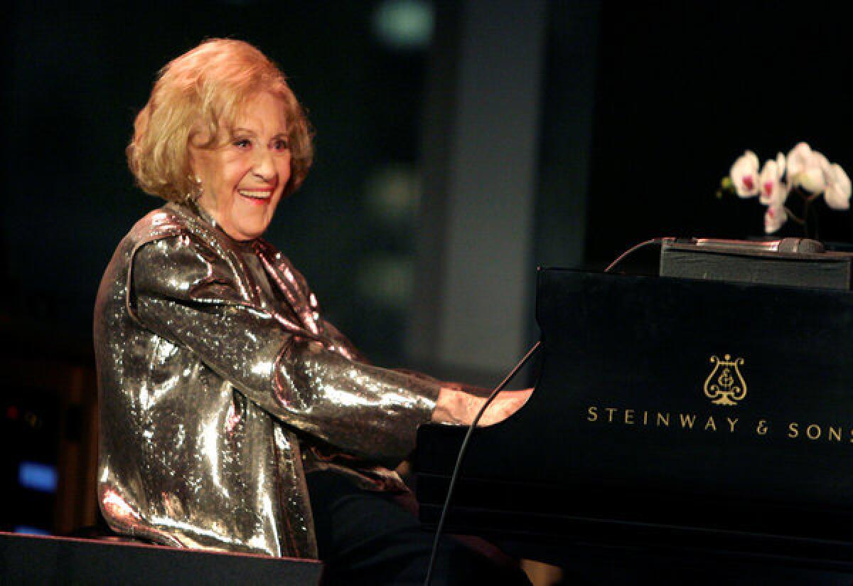 Marian McPartland performs during a celebration of her 90th birthday in New York in 2008. McPartland, 95, the legendary jazz pianist and host of the National Public Radio show "Piano Jazz," died of natural causes Tuesday at her home on Long Island.