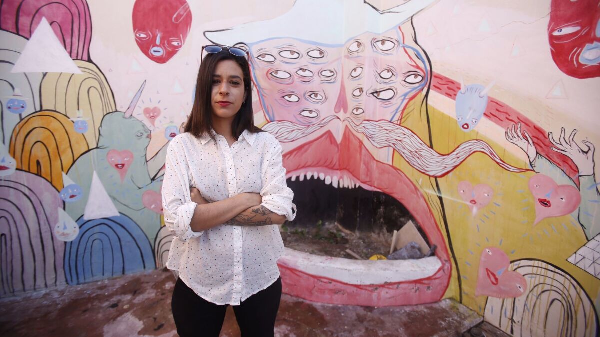 Artist Paola Villaseñor, also known as Panca, in her studio in Playas de Tijuana.