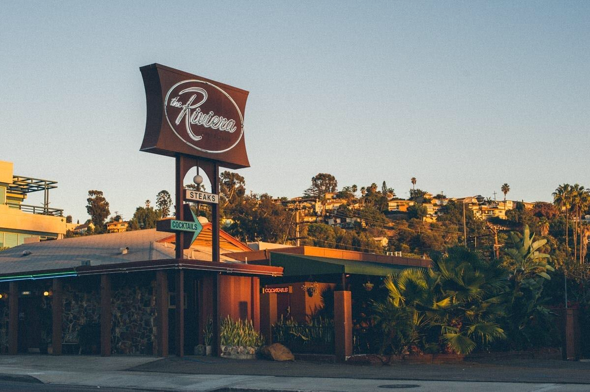 The Riviera Supper Club and Turquoise Room lounge are housed in a mid-century building on University Avenue in La Mesa.